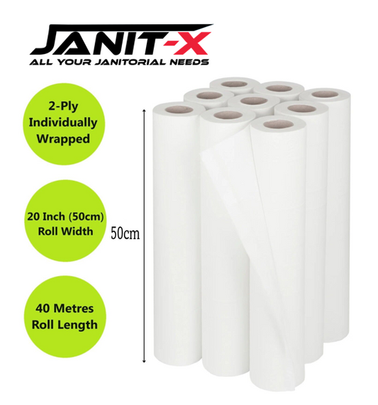 Janit-X Couch Rolls White 2ply 20inch 40m