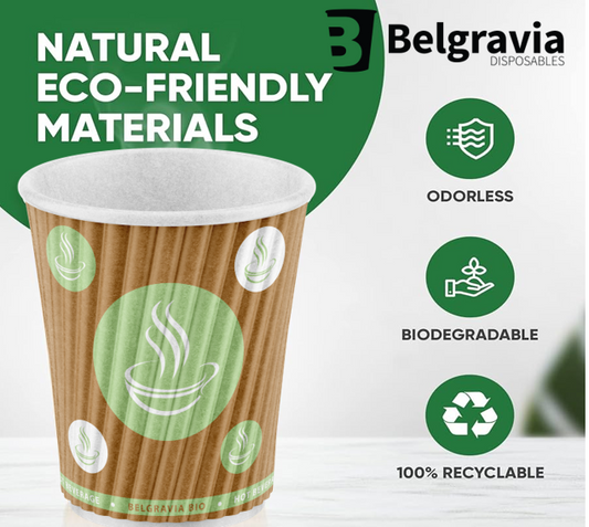 Belgravia 8oz Biodegradable Ripple Cups 25's {Reduced to Clear}