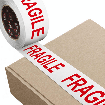 Fragile White & Red Packaging Tape Rolls 48mmx66m