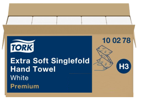 Tork Extra Soft Singlefold Hand Towels White H3 Premium Embossed 15x200 Sheets {100278}