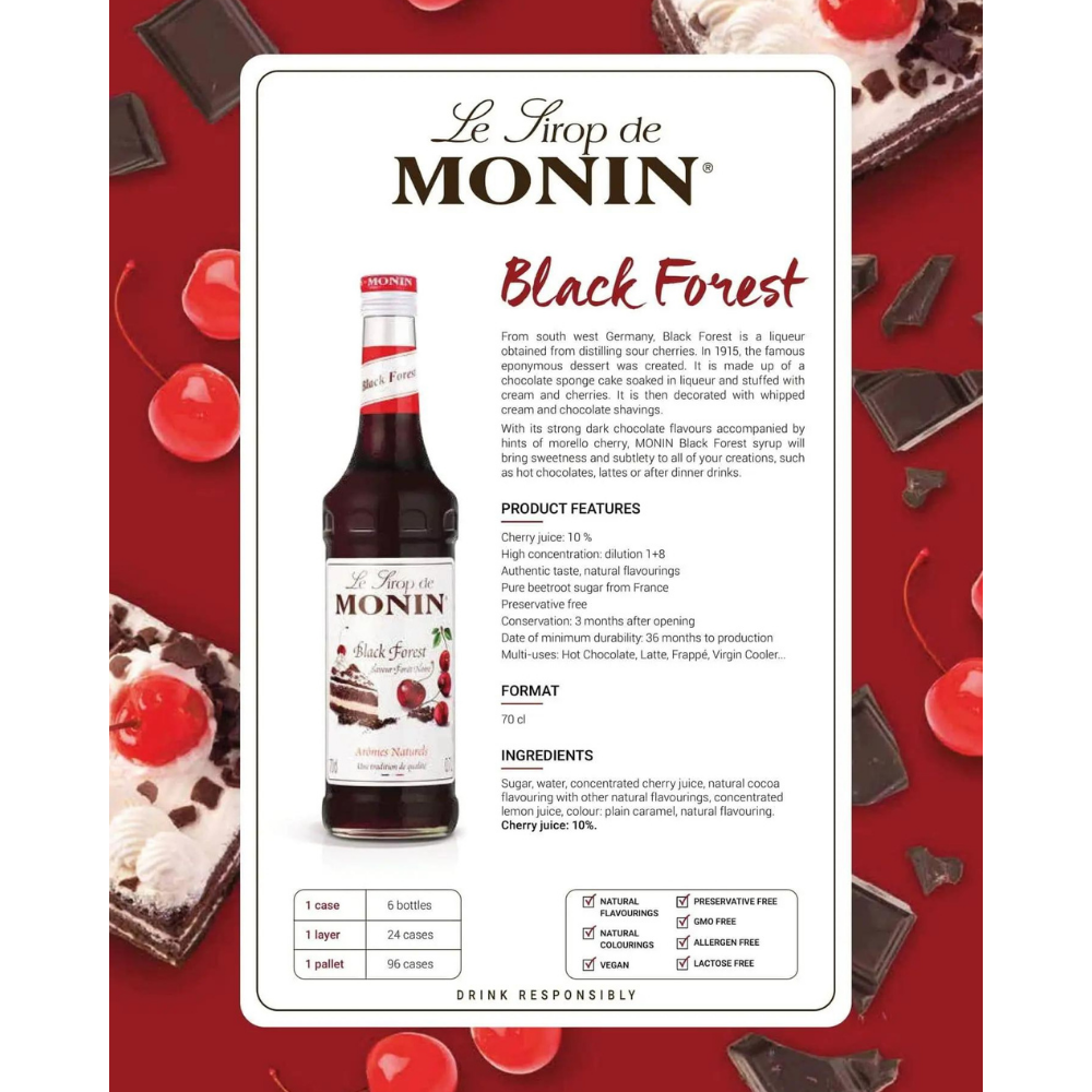 Monin Black Forest Coffee Syrup 1 Litre