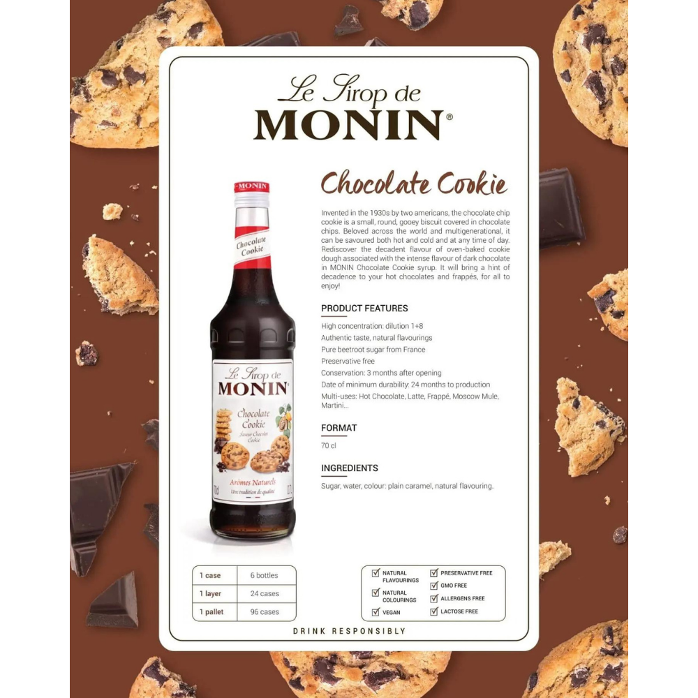 Monin Chocolate Cookie Coffee Syrup 1 Litre