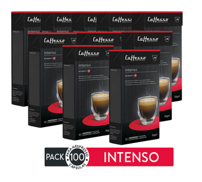 Nespresso Compatible Caffesso Coffee Pods 10-100's Flavour INTENSO Strength 12