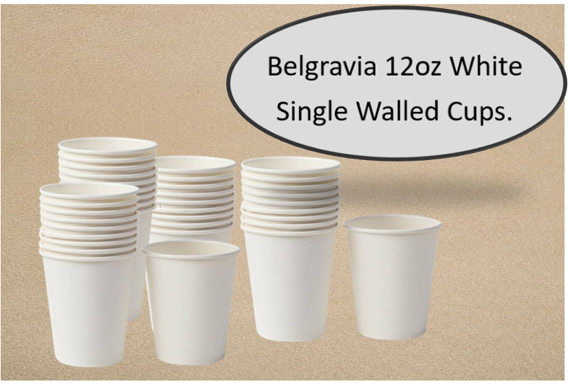 Belgravia 12oz Single Walled White Paper Cups 50's