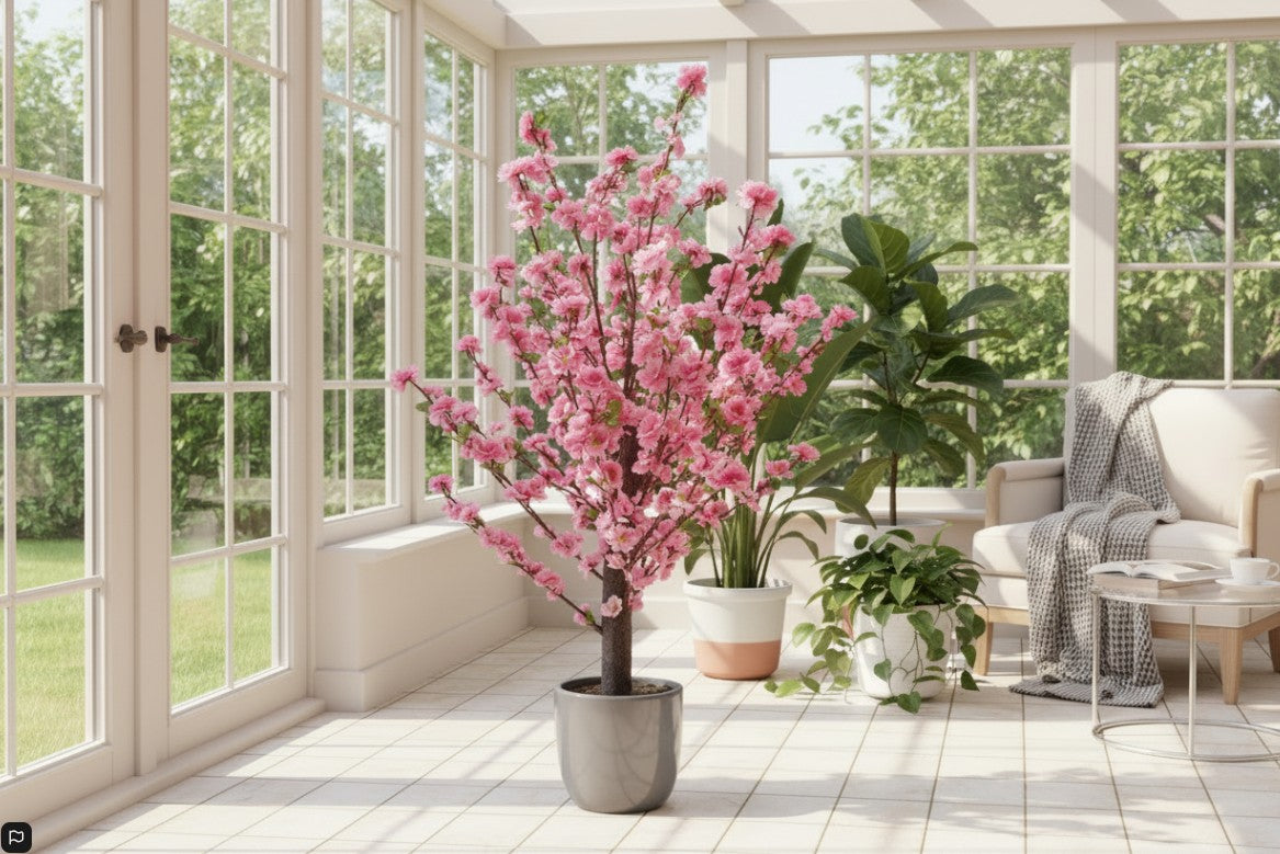 Fixtures Artificial Pink Peach Tree 95cm