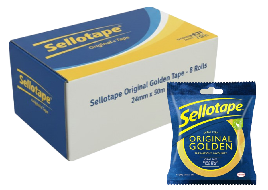 Sellotape Original Golden, Multi-Purpose Clear Tape 24Mm X 50M