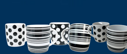 Fixtures 12oz Black & White Pattern Mugs