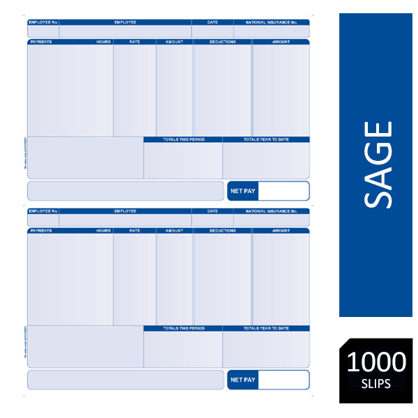 Sage (SLPAYADD) Compatible A4 Address Pay Advice Slips 500 Sheets/1000 Payslips
