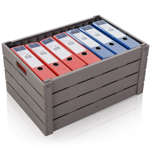 Strata Black Wood Effect Folding Crate 60 Litre