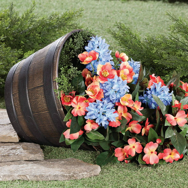Fixtures Half Barrel Cask Grey 40cm x 27cm Medium Planter