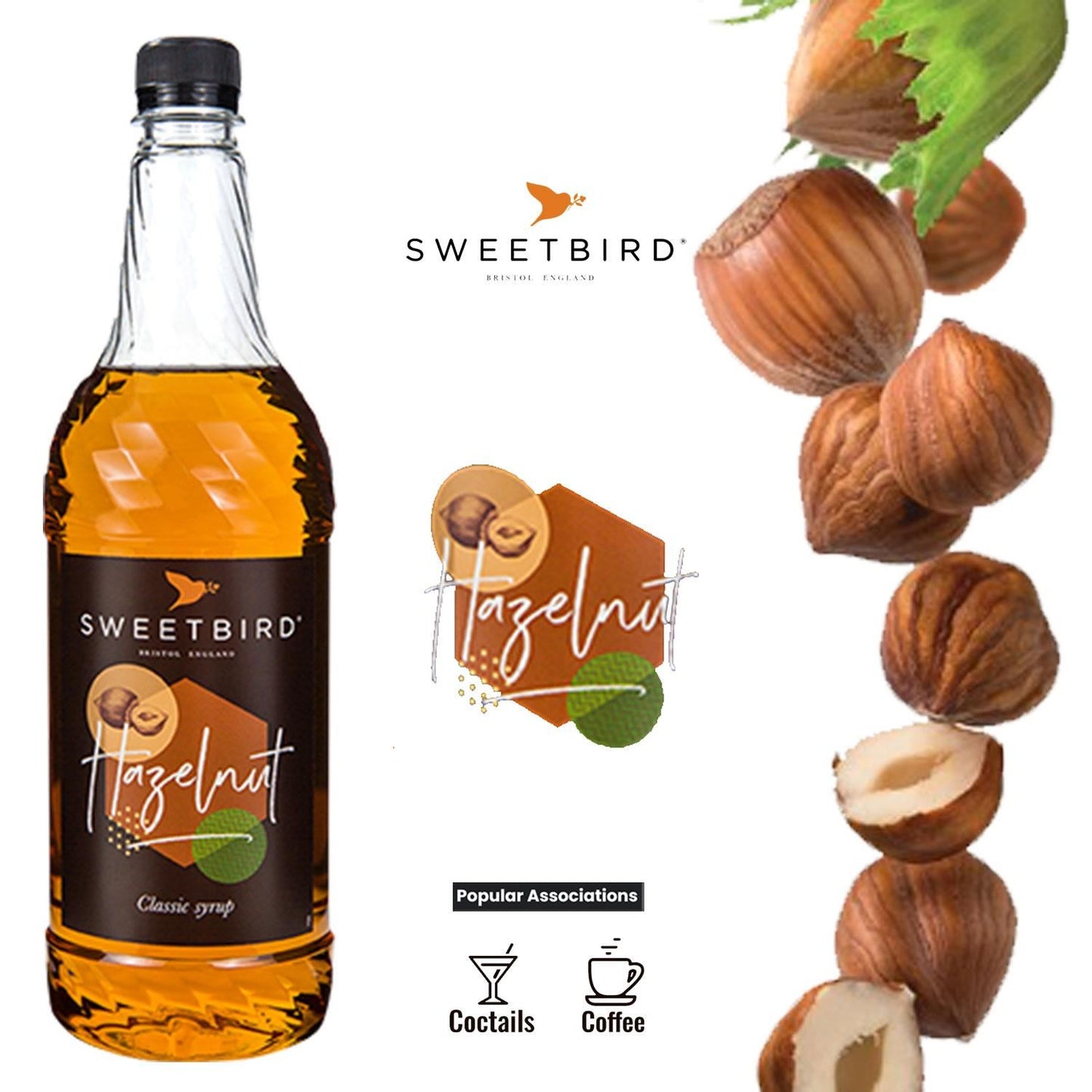 Sweetbird Hazelnut Coffee Syrup 1litre (Plastic)