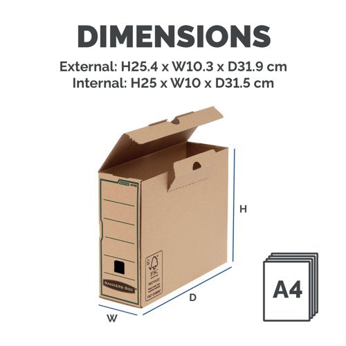 Bankers Box Earth Series Transfer File A4 100x315x250mm Brown (Pack of 20) 4470201