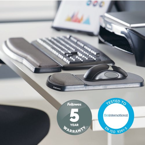 Fellowes Premium Gel Adjustable Keyboard Wrist Support Black 9374201