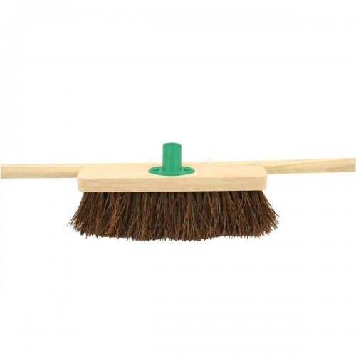 Bentley 12inch Stiff Bassine Broom Head with Handle & Push fit Plastic Bracket