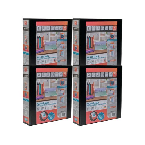Elba Panorama 50mm 4 D-Ring Presentation Binder A4 Black (Pack of 4) 400008430