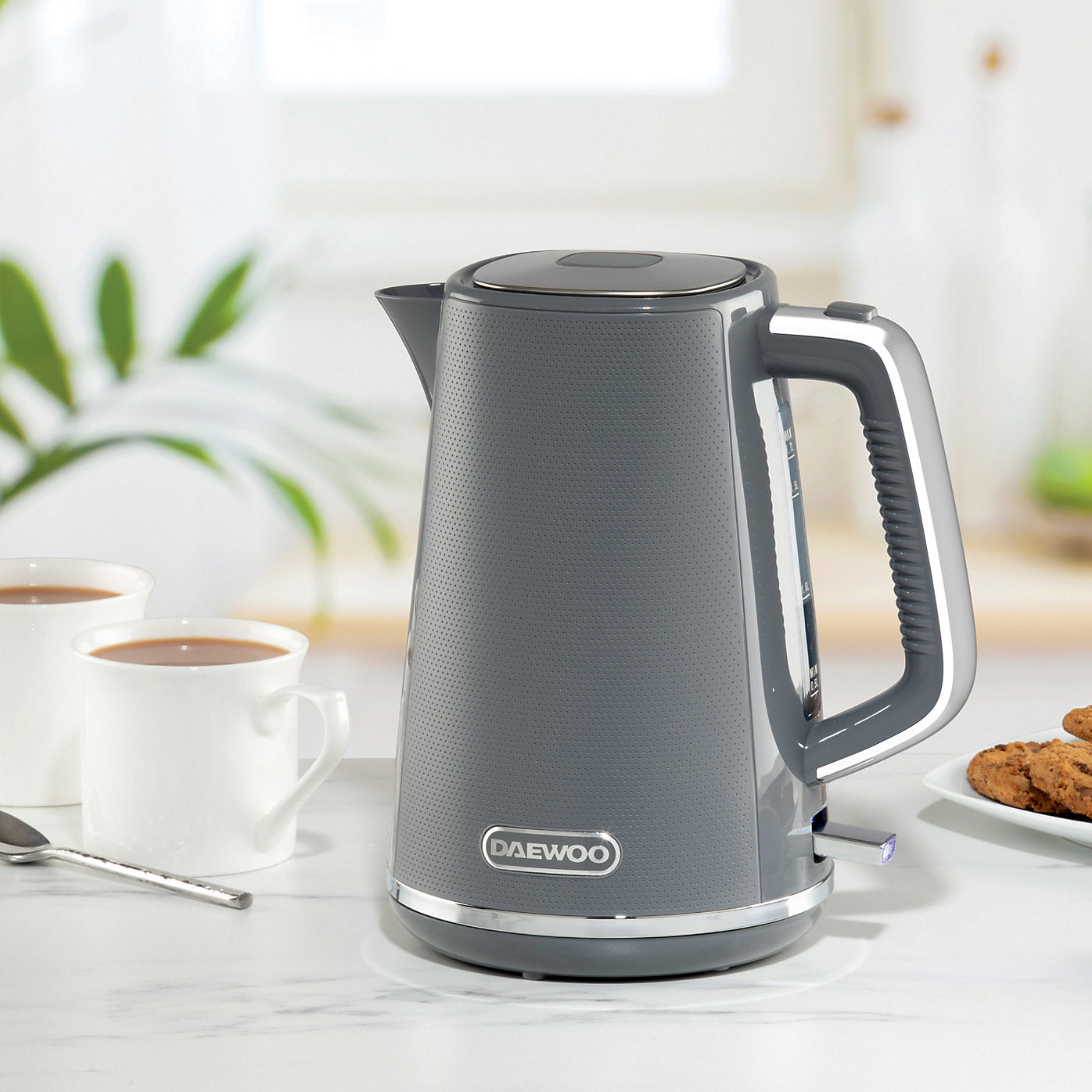 Daewoo Stirling Jug Kettle 1.7L Cordless Swivel Base 3KW Rapid Boil Grey