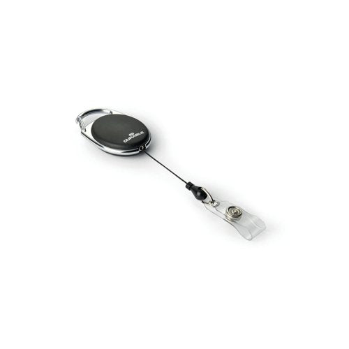Durable STYLE Secure Retractable Clip Badge Reel for ID and Keys Black (Pack of 10) 8324/01