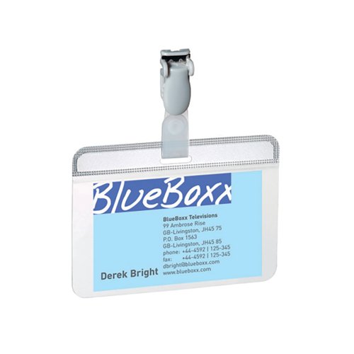 Durable Self Laminating Name Badge with Clip 54x90mm Clear (Pack of 25) 8149/19