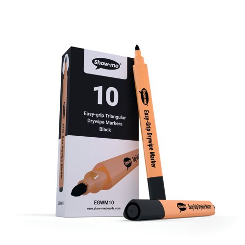 Show-me Whiteboard Pens Triangular Black (Pack of 10) EGWM10