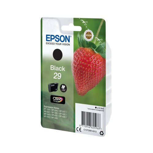 Epson 29 Strawberry Claria Home Ink Cartridge Black C13T29814012