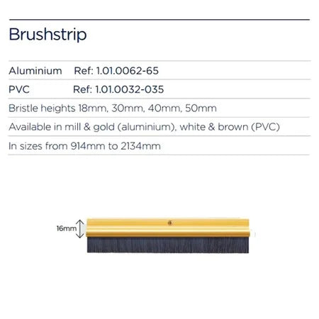 Door Brushstrip Draft Excluder 914mm Gold