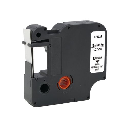 Five Star Non-OEM Replacement for Dymo 18444 Black on White 12mm x 5.5m FS671924