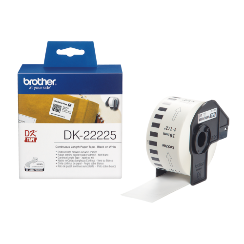 Brother DK22225 Continuous Paper Label W38mm Black on White DK22225