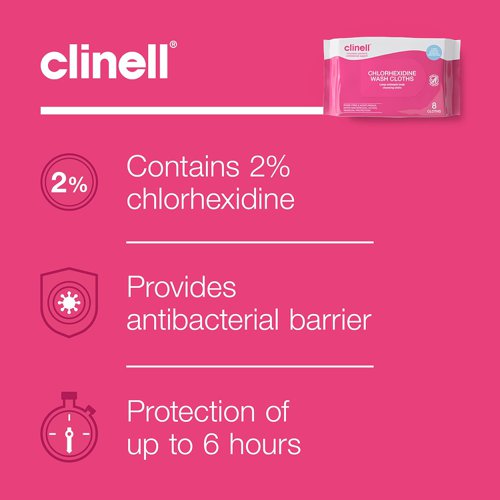 Clinell Chlorhexidine Wash Cloths (Pack of 80 CHGWC8