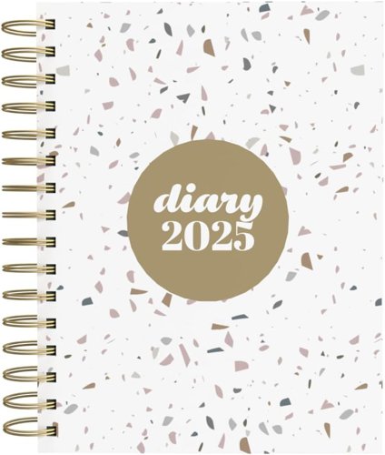 Collins Day To Page Diary Scandi Terrazzo Design A5 White E-PW51.WHTZ-25