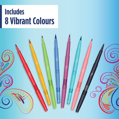 Paper Mate Flair Dual Felt Tip Brush + Medium Tip Assorted (Pack of 8) 2199386