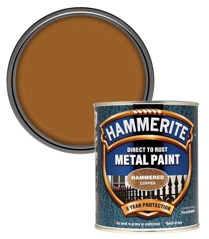 Hammerite Direct To Rust Metal Paint - Hammered Copper Finish 250Ml