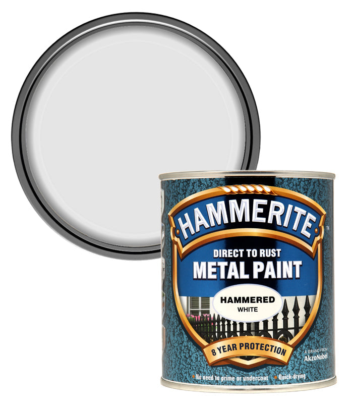 Hammerite Direct To Rust Metal Paint - Hammered White Finish 250Ml