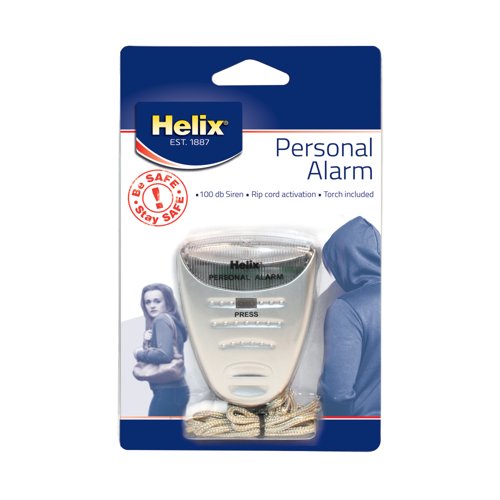 Helix Personal Attack Alarm With Torch Silver PS2070