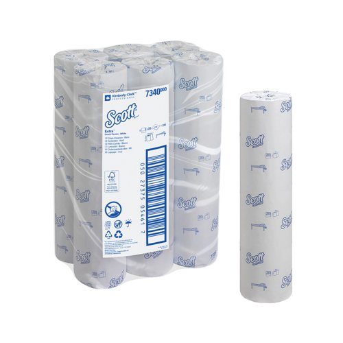 Scott Extra Couch Cover Roll 2-Ply x200 Sheets White Pack of 6 7340