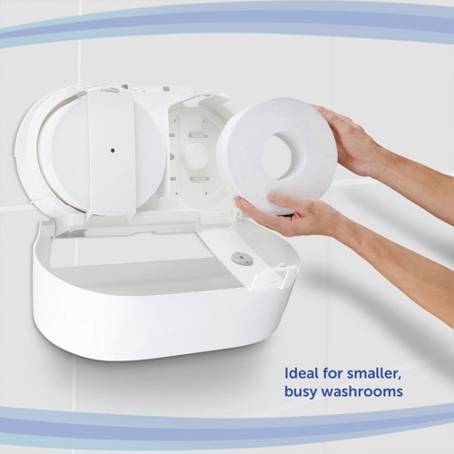 Aquarius Mini Twin Roll Centrefeed Toilet Tissue Dispenser White 7186