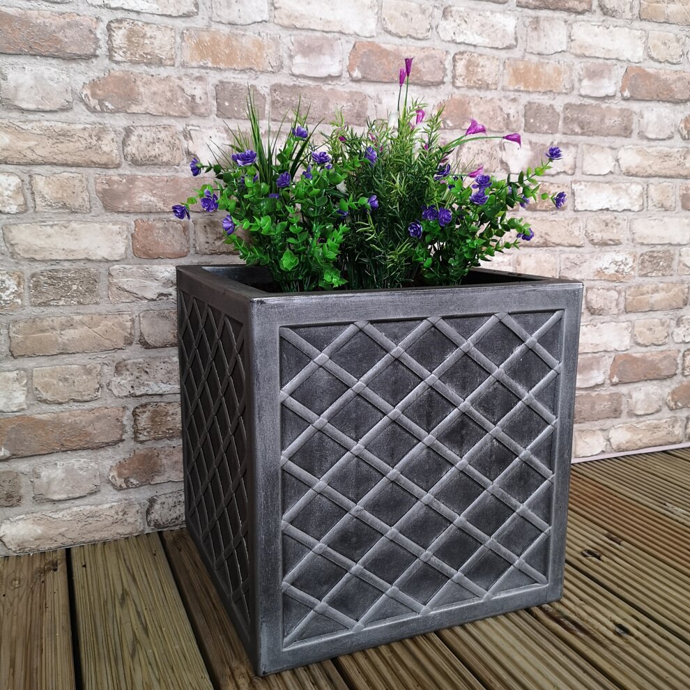 Lazio Pewter Small 32cm Square Planter {GN697}
