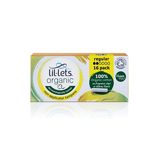 Lil-Lets Organic Non-Applicator Tampons Regular x16 (Pack of 12) 90ORGREG16