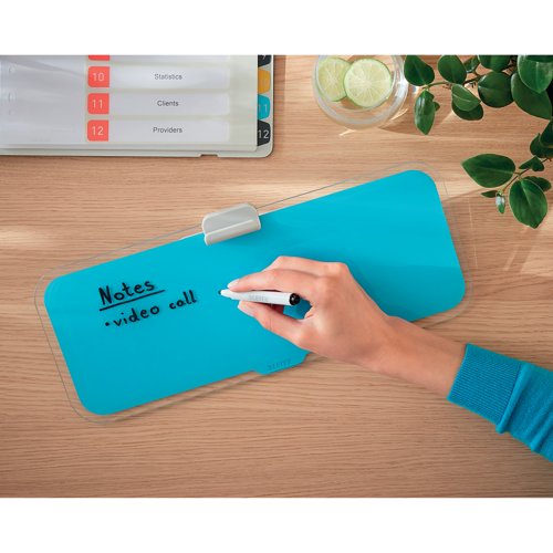 Leitz Cosy Glass Drywipe Desktop Whiteboard Pad Calm Blue 52690061