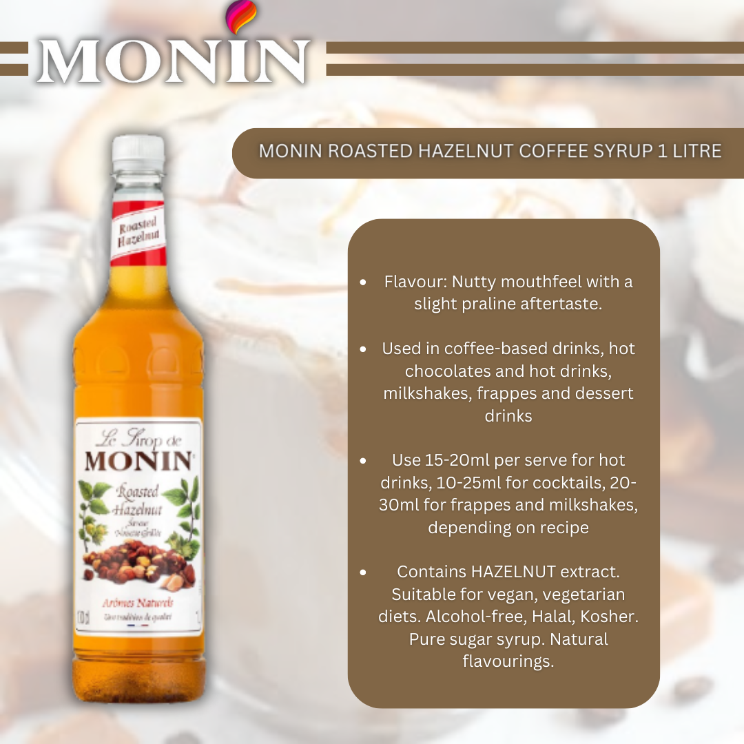 Monin Roasted Hazelnut Coffee Syrup 1 Litre