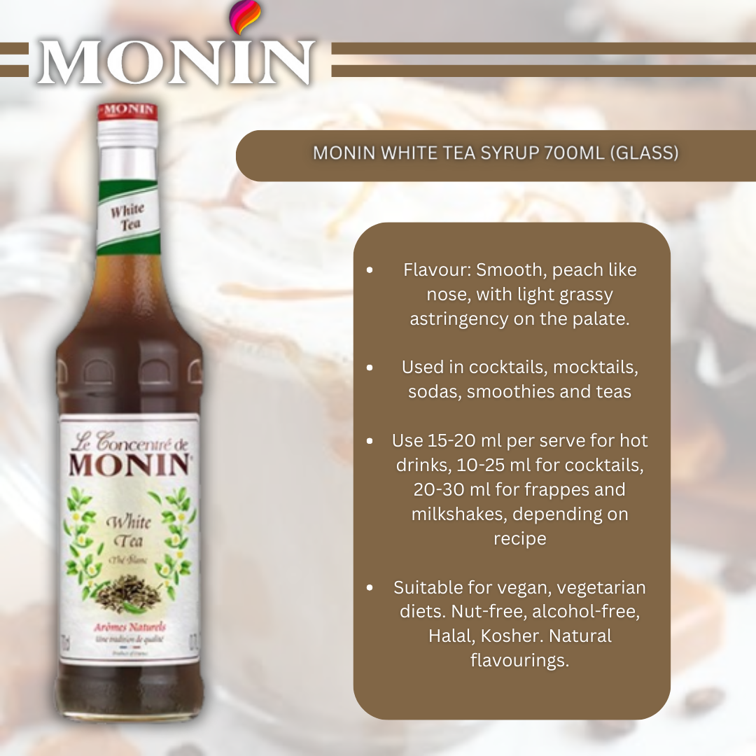Monin White Tea Syrup 700ml (Glass)