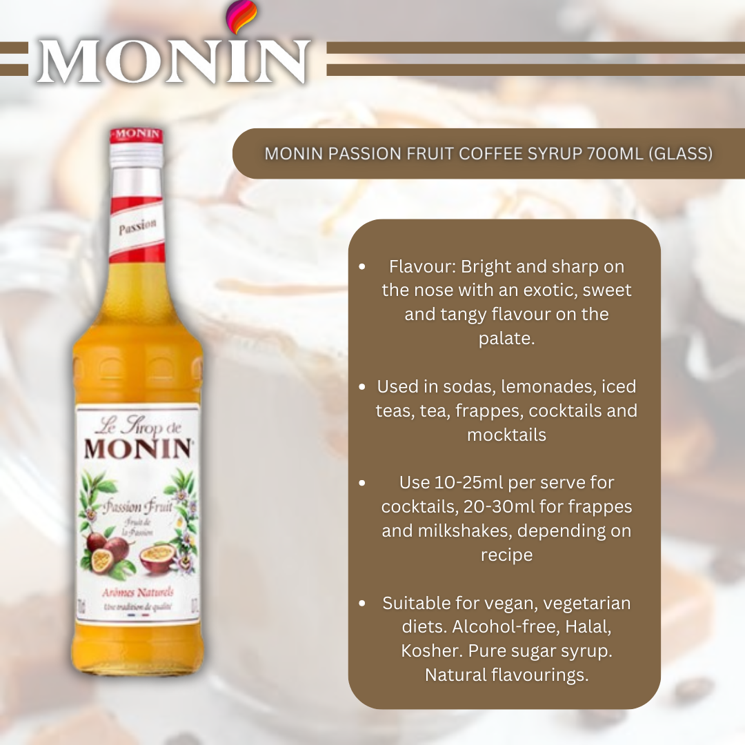 Monin Passion Fruit Coffee Syrup 700ml (Glass)