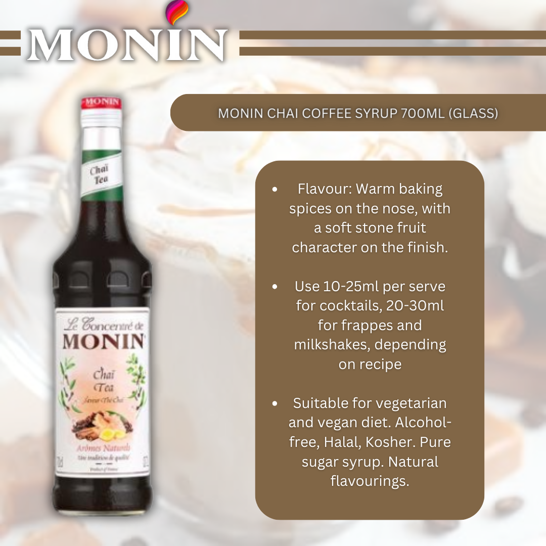 Monin Chai Coffee Syrup 700ml (Glass)