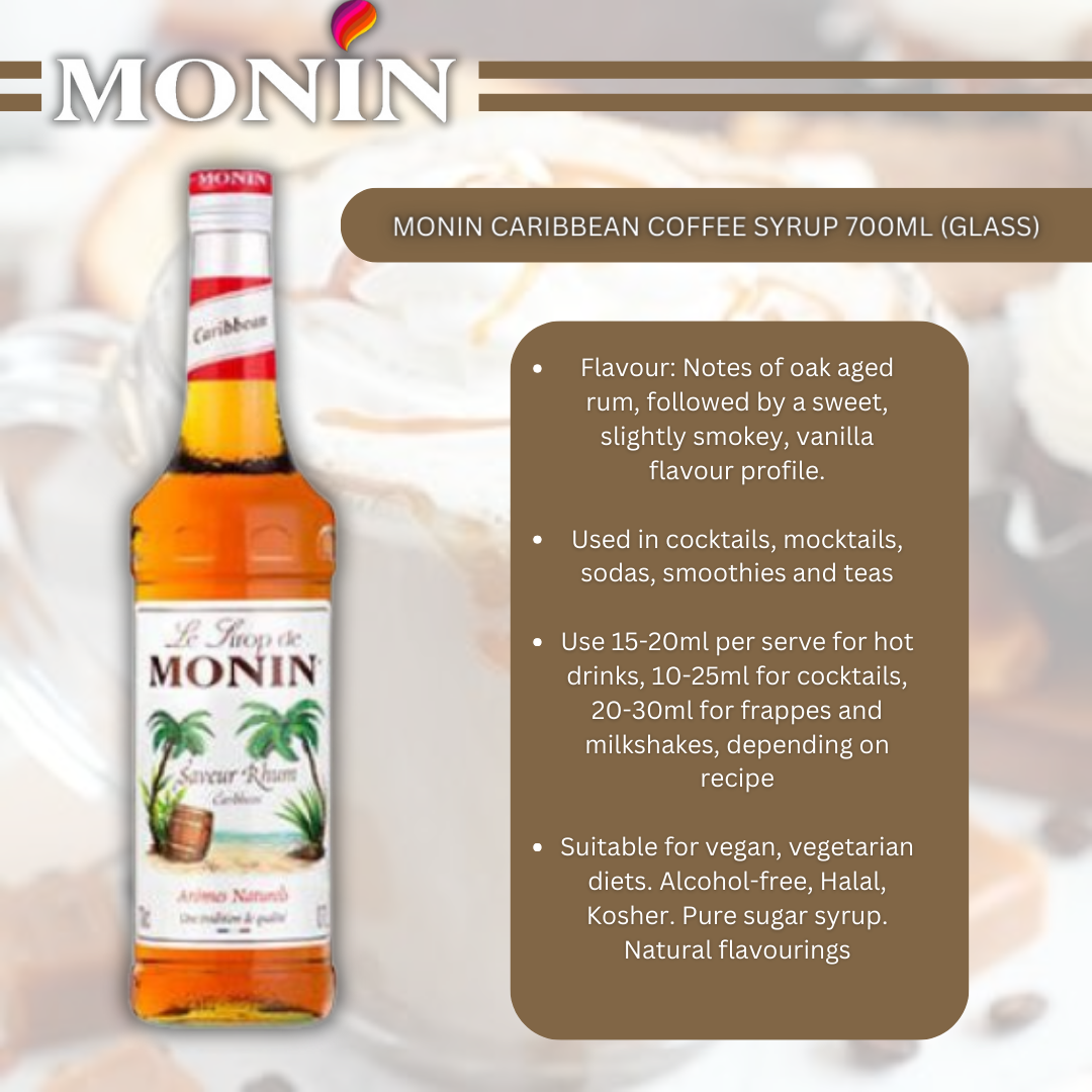 Monin Caribbean Coffee Syrup 700ml (Glass)