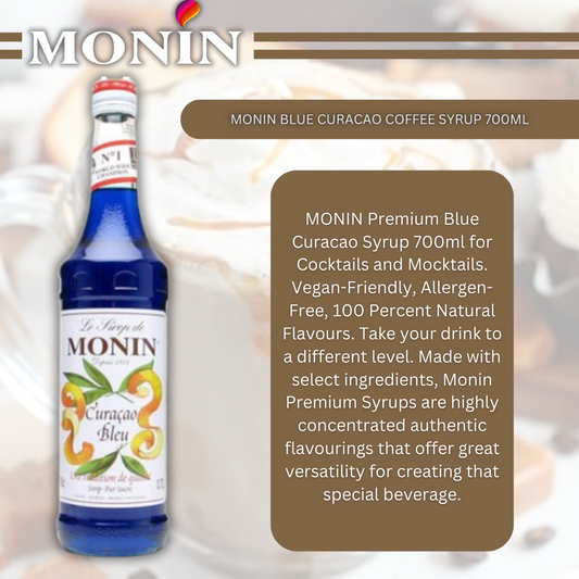 MONIN Blue Curacao Coffee Syrup 700ml (Glass Bottle)
