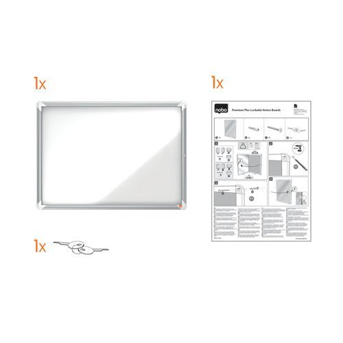 Nobo Premium Plus Magnetic Lockable Notice Board 8xA4 1902559