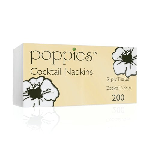 Poppies Cocktail Napkins White (Pack of 2000) 2424WH2