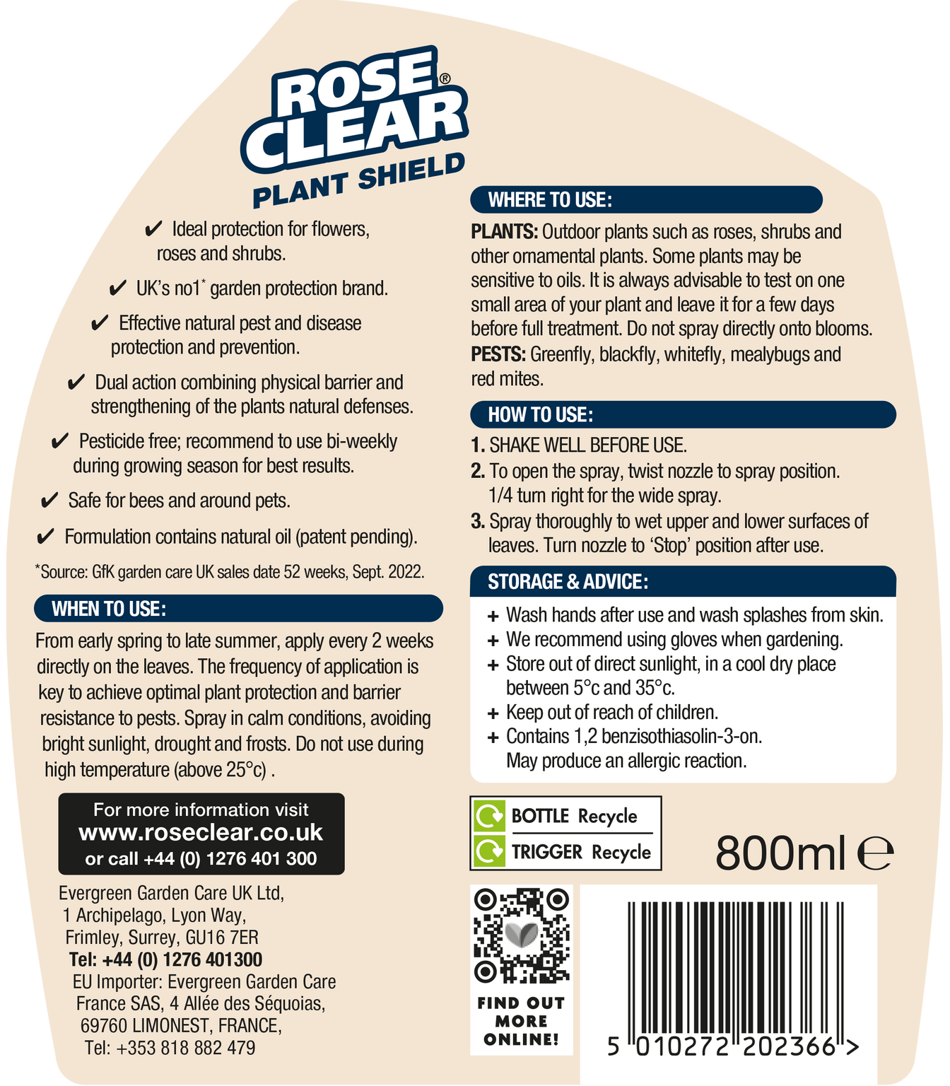 Roseclear Plant Shield Spray, 800ml