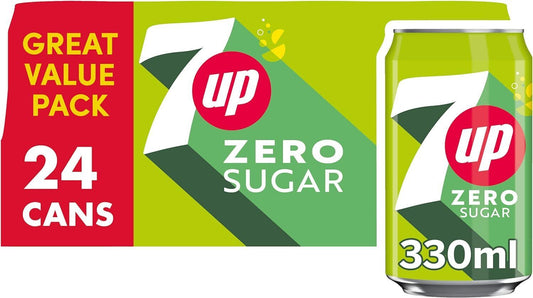 7 Up Free Lemon and Lime Carbonated Canned Soft Drink 330ml (Pack of 24)