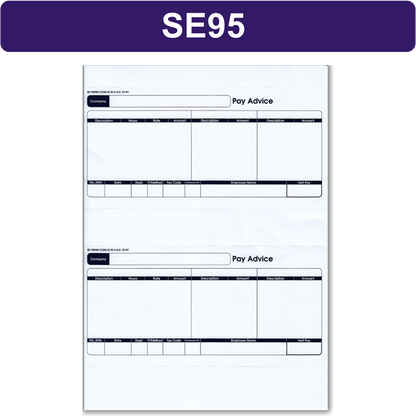Sage (SE95S) Compatible 1-Part Laser Pay Advice Forms 250 Sheets/500 Payslips