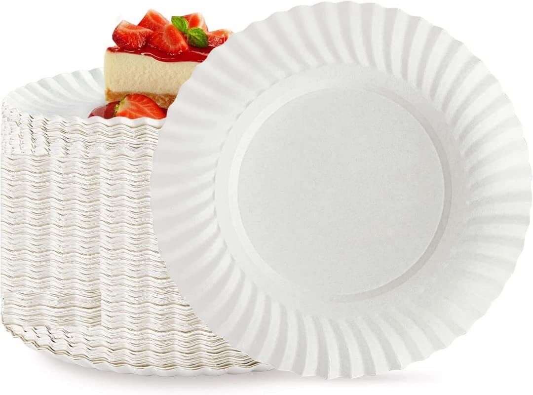 Disposable Paper Plates by Belgravia Disposables (23cm, 9") 100 Plates